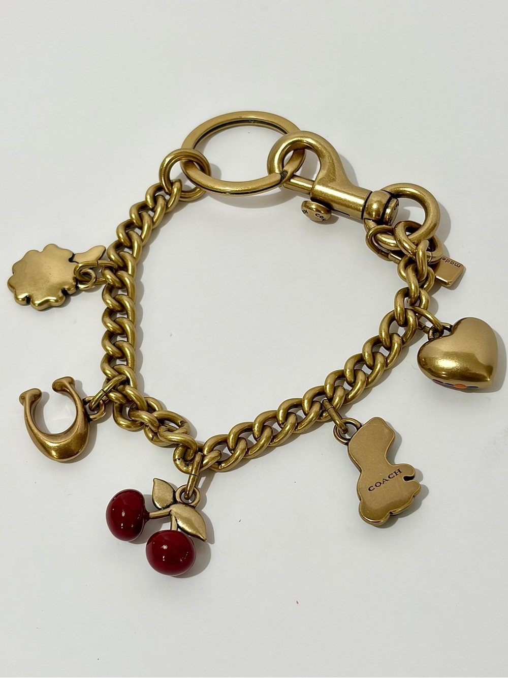 Coach Gold-Tone Motif Chain Enamel Bag Charm - Picture 2 of 6